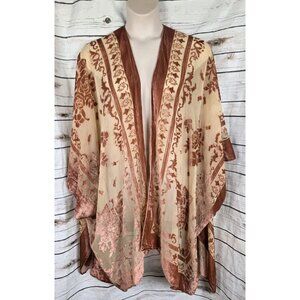 torrid Cream and Rust Floral Velvet Kimono Jacket